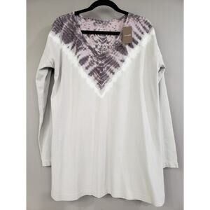 NEW J. Jill Tunic‎ T-Shirt Pure Soft & Relaxed Tie-Dye Long Sleeve Smokey Mauve